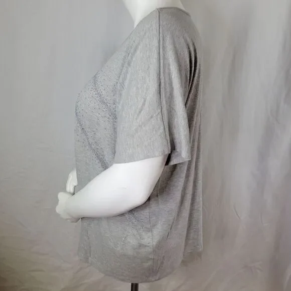 Lane Bryant Gray‎ Embellished Short Sleeve Round Neck Top - Picture 4 of 9